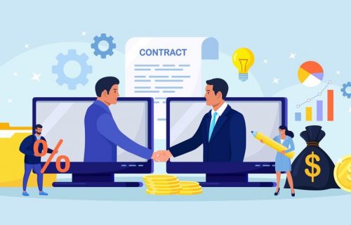 virtual-deal-with-distant-agreement-businessmen-talk-through-computer-shake-hands-online-communication-business-meeting-video-call-remote-conclusion-transaction-signing-contract_458444-323